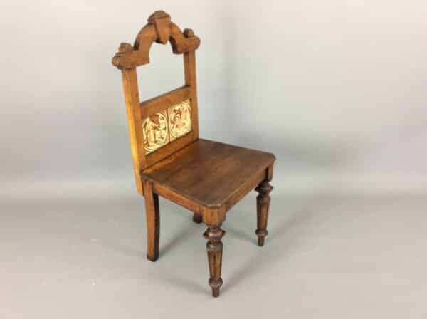 Gothic Revival Hall Chair with Minton Tiles gothic revival Antique Chairs 7