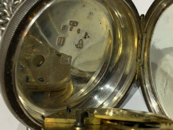 Rare Barton & Deacon gentleman’s solid silver pocket watch & Chain Antique Silver 10