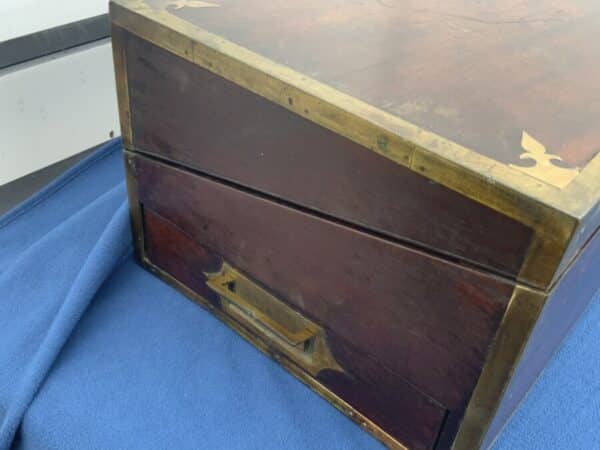 Military Writing slope, circa 1760 brass bound Mahogany. - Image 7