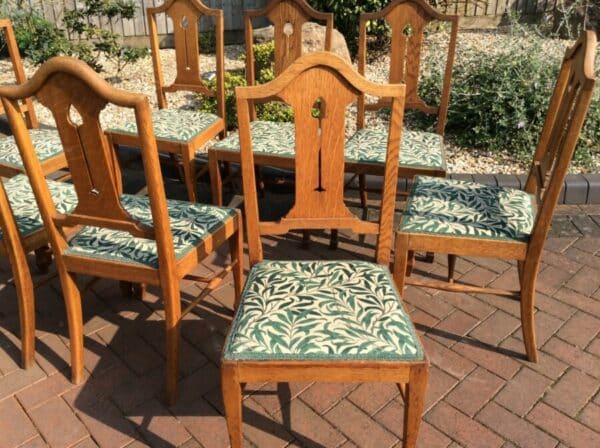 Set of 8 Dining Chairs by S.J Waring & Sons Arts and Crafts Antique Chairs 3