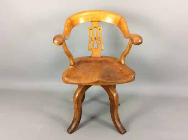 Late Victorian Elm & Ash Swivel Desk Chair - Image 2
