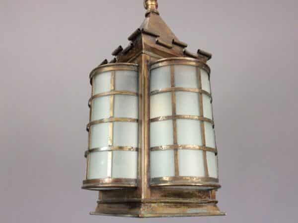 Large Arts and Crafts Brass Lantern Arts and Crafts Antique Lighting 9