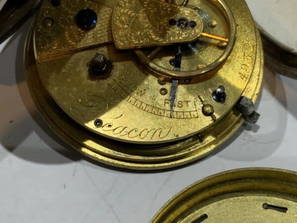 Rare Barton & Deacon gentleman’s solid silver pocket watch & Chain Antique Silver 6
