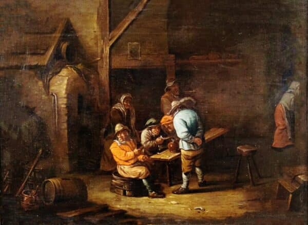 Tavern Interior Circle Of David Teniers The Younger 17th -18th Oil Portrait Paintings On Oak Panel - Image 2