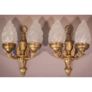 Classical Style Pair of Wall Lamps with Angels brass Antique Lighting 3