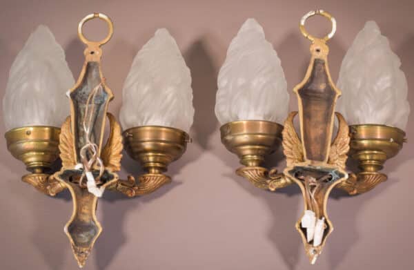 Classical Style Pair of Wall Lamps with Angels brass Antique Lighting 18