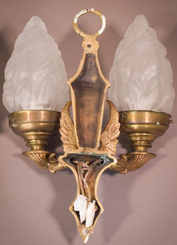 Classical Style Pair of Wall Lamps with Angels brass Antique Lighting 19