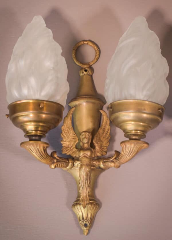 Classical Style Pair of Wall Lamps with Angels brass Antique Lighting 4