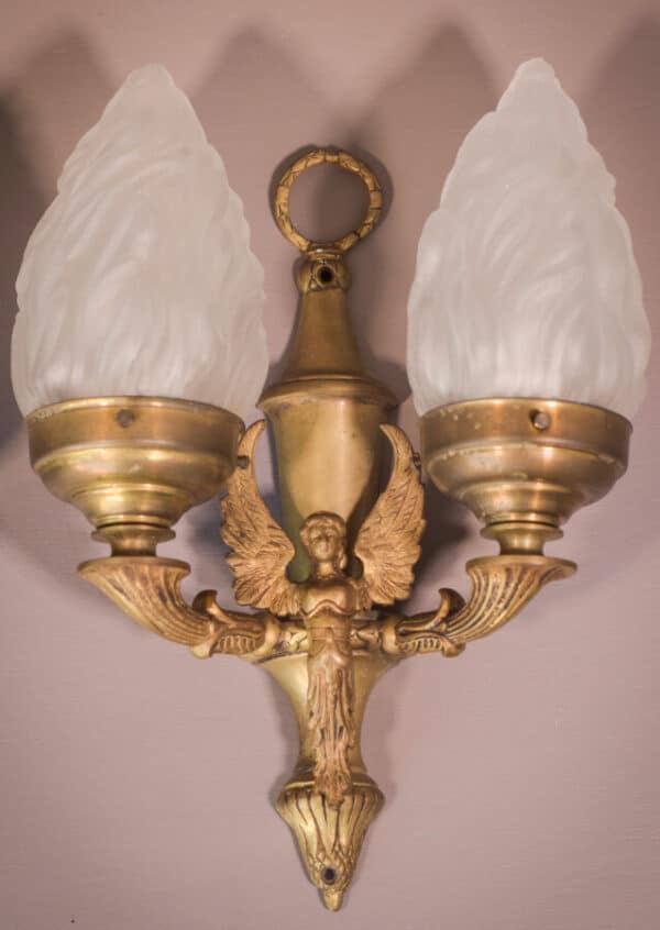 Classical Style Pair of Wall Lamps with Angels brass Antique Lighting 11