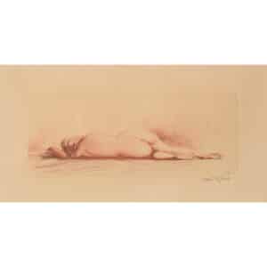 Jean Auguste Vyboud – Framed Nude Etching drawing Antique Art