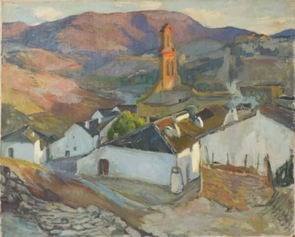 Early Symbolism Expressionist Mountain Landscape with Village fine art Antique Art 4
