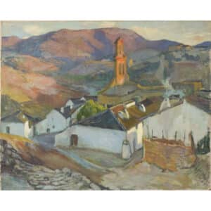 Early Symbolism Expressionist Mountain Landscape with Village fine art Antique Art
