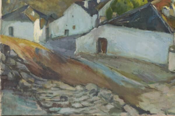 Early Symbolism Expressionist Mountain Landscape with Village - Image 6