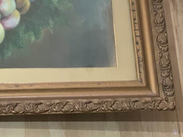 1914 large framed still life pastel - Image 5