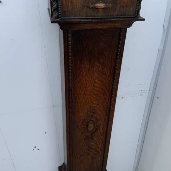 Grandmother Clock oak cased with barley twist Columns Miscellaneous 5