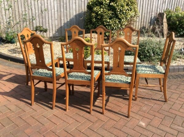 Set of 8 Dining Chairs by S.J Waring & Sons Arts and Crafts Antique Chairs 4