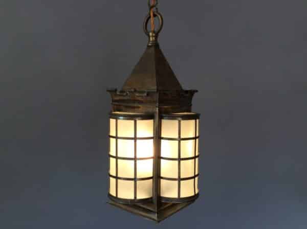 Large Arts and Crafts Brass Lantern Arts and Crafts Antique Lighting 8