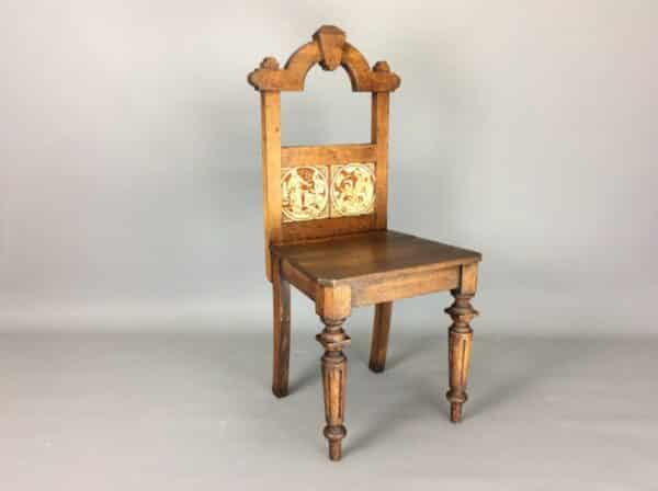 Gothic Revival Hall Chair with Minton Tiles gothic revival Antique Chairs 3