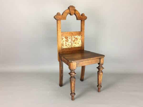 Gothic Revival Hall Chair with Minton Tiles