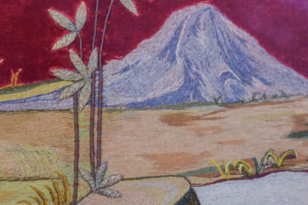 Framed Embroidery of Oasis and Mountain - Image 5