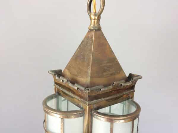 Large Arts and Crafts Brass Lantern - Image 4
