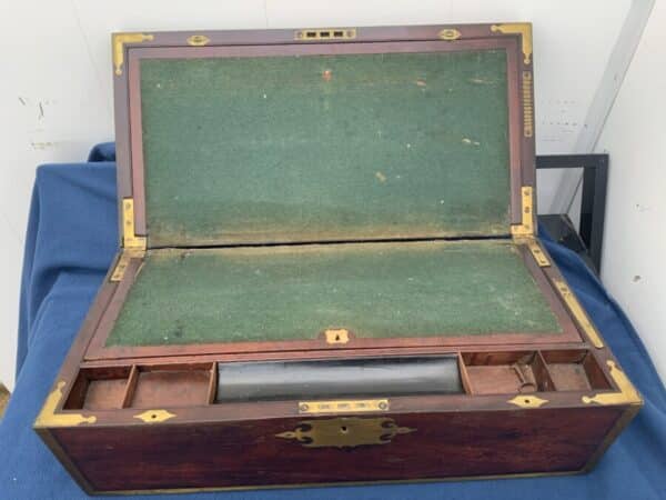 Military Writing slope, circa 1760 brass bound Mahogany. - Image 9