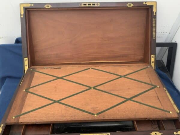 Military Writing slope, circa 1760 brass bound Mahogany. Antique Boxes 24