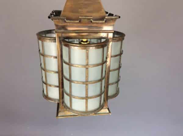 Large Arts and Crafts Brass Lantern - Image 5