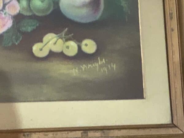 1914 large framed still life pastel - Image 8
