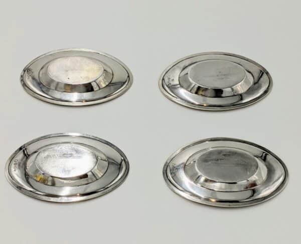 Georgian 1800 Antique Solid Silver Side Salt Dishes Plates 270g - Image 3