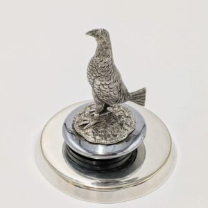 Antique Solid Silver Car Mascot Fighting Cock on Radiator Cap & Stand Antique Silver Antique Silver