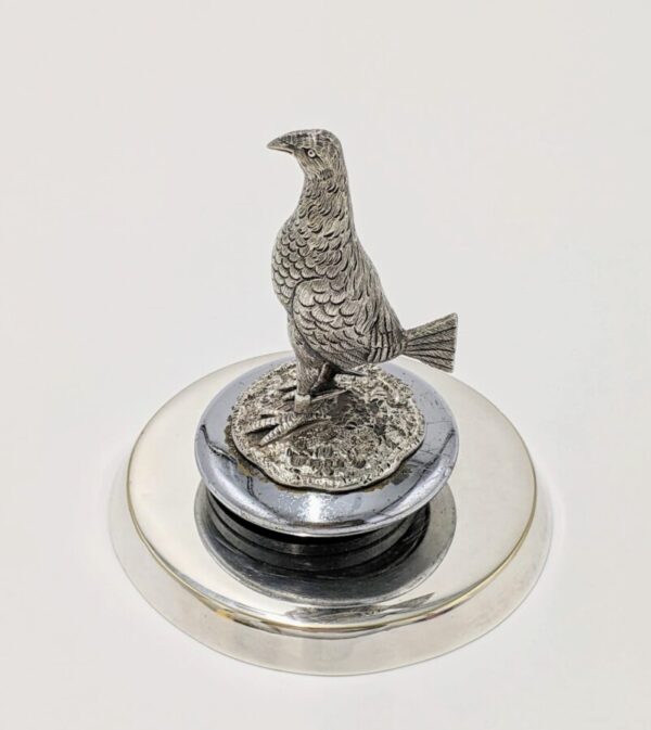 Antique Solid Silver Car Mascot Fighting Cock on Radiator Cap & Stand Antique Silver Antique Silver 3