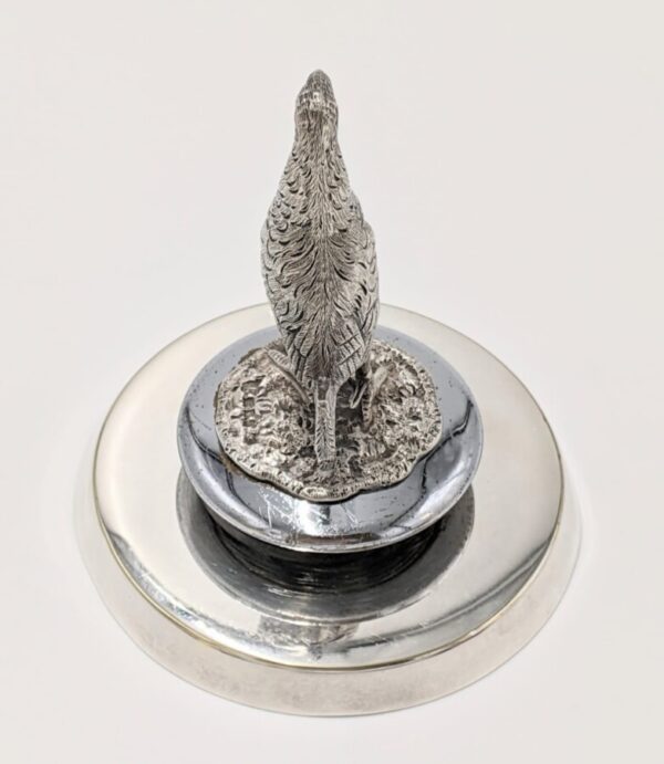 Antique Solid Silver Car Mascot Fighting Cock on Radiator Cap & Stand - Image 2