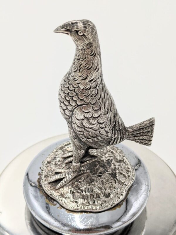 Antique Solid Silver Car Mascot Fighting Cock on Radiator Cap & Stand Antique Silver Antique Silver 6