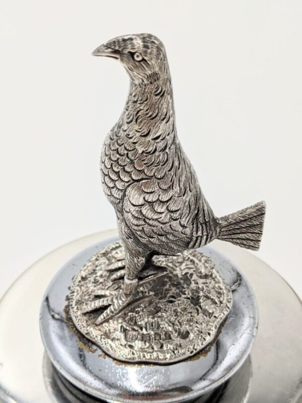 Antique Solid Silver Car Mascot Fighting Cock on Radiator Cap & Stand - Image 4