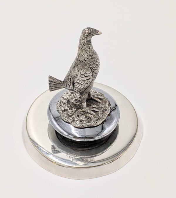 Antique Solid Silver Car Mascot Fighting Cock on Radiator Cap & Stand Antique Silver Antique Silver 8