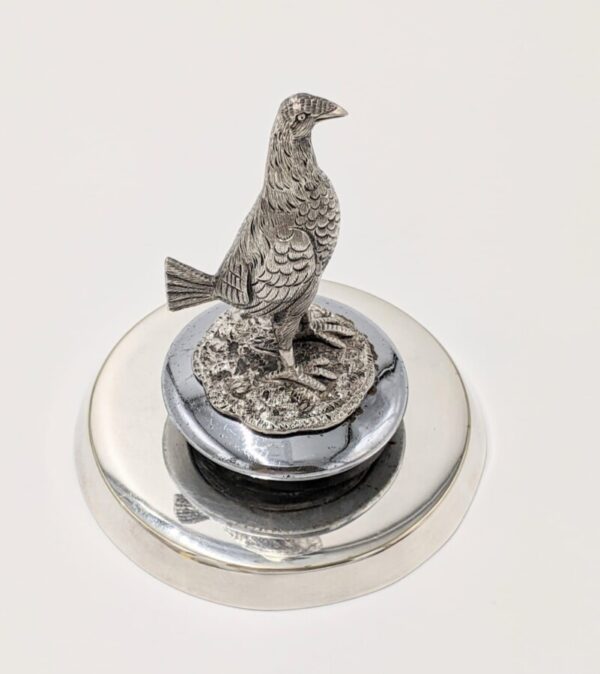 Antique Solid Silver Car Mascot Fighting Cock on Radiator Cap & Stand - Image 6