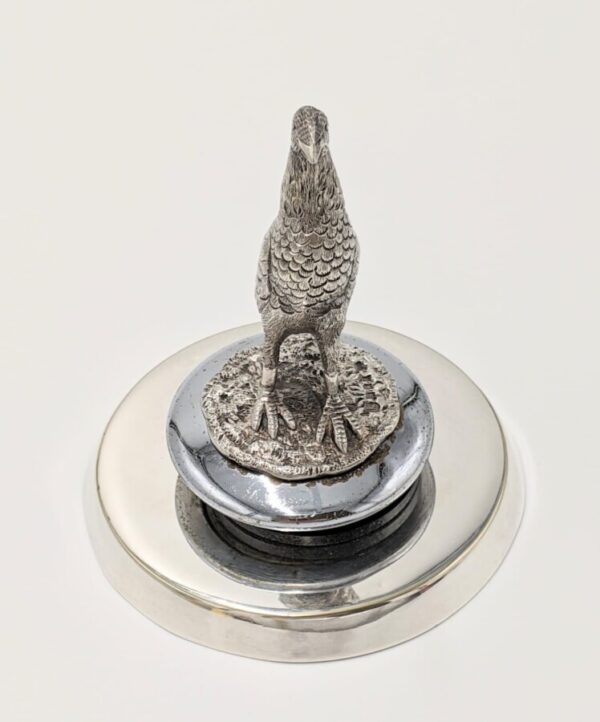 Antique Solid Silver Car Mascot Fighting Cock on Radiator Cap & Stand - Image 7
