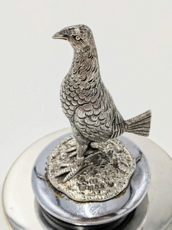 Antique Solid Silver Car Mascot Fighting Cock on Radiator Cap & Stand Antique Silver Antique Silver 10
