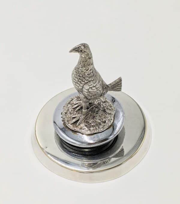 Antique Solid Silver Car Mascot Fighting Cock on Radiator Cap & Stand Antique Silver Antique Silver 11