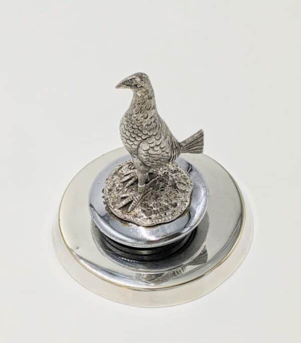 Antique Solid Silver Car Mascot Fighting Cock on Radiator Cap & Stand - Image 9