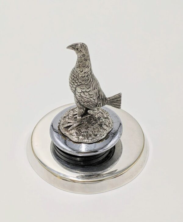 Antique Solid Silver Car Mascot Fighting Cock on Radiator Cap & Stand Antique Silver Antique Silver 12
