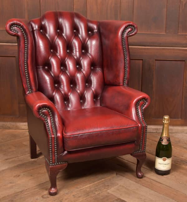 Miniature Red Leather Wing Back Chesterfield SAI2649 - Image 5