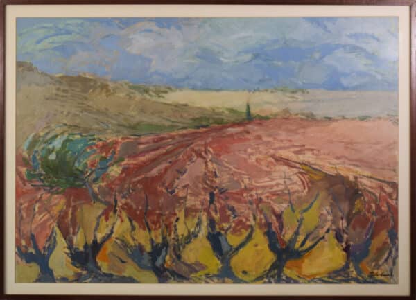 Josep Maria Pinto – Landscape with Vines Abstract Oil Painting Antique Art 6