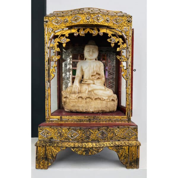 BM009 BURMESE BUDDHA ALTAR CABINET WITH GOLD LEAF Antique Cabinet Antique Cabinets 4