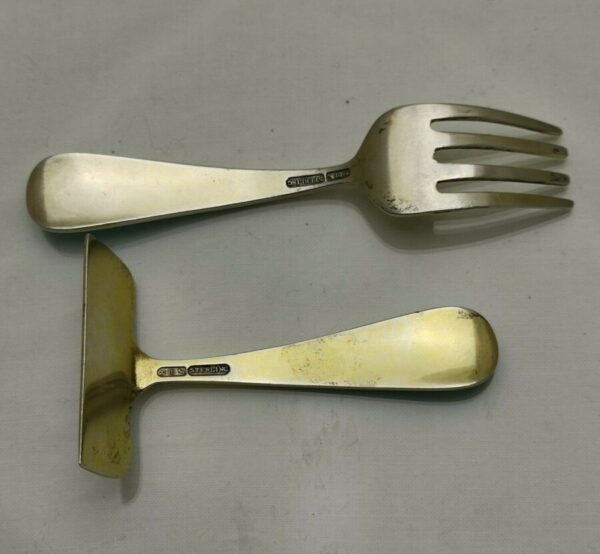 Antique Art Deco Sterling Solid Silver & Enamel Pusher & Fork - Image 5