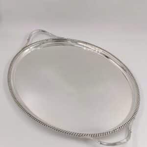 Antique Sterling Solid Silver Heavy Oval Form Tea Tray 1840 Grams Antique Silver Antique Silver