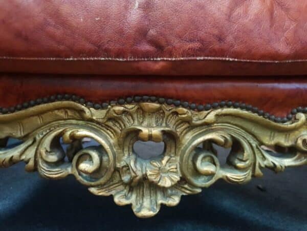 Antique Baroque a Pair Luxuricus Leather Armchair Antique Furniture 6