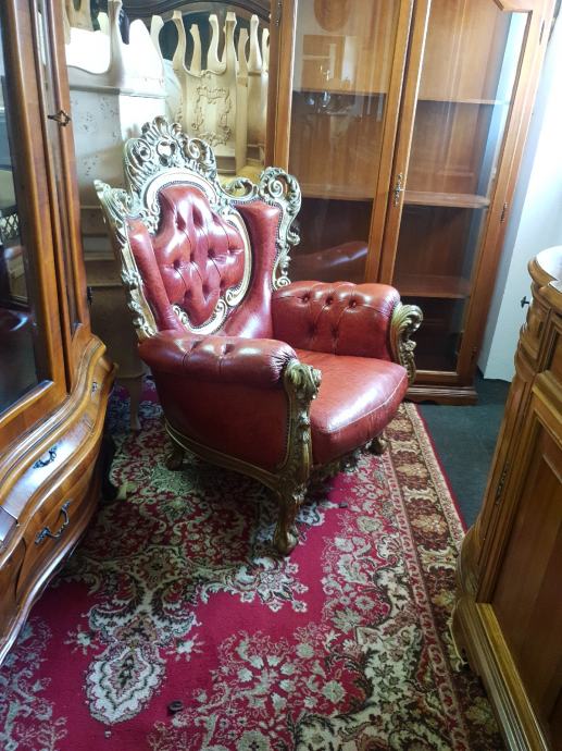 Antique Baroque a Pair Luxuricus Leather Armchair Antique Furniture 8