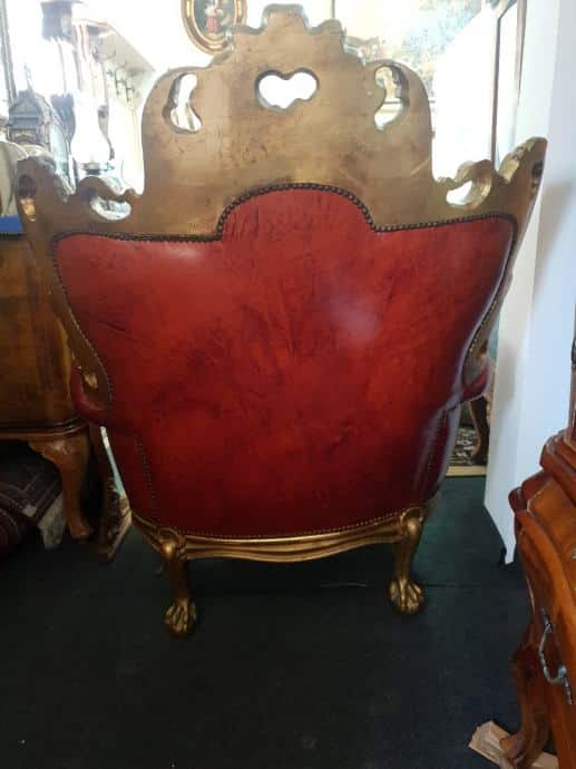 Antique Baroque a Pair Luxuricus Leather Armchair Antique Furniture 4